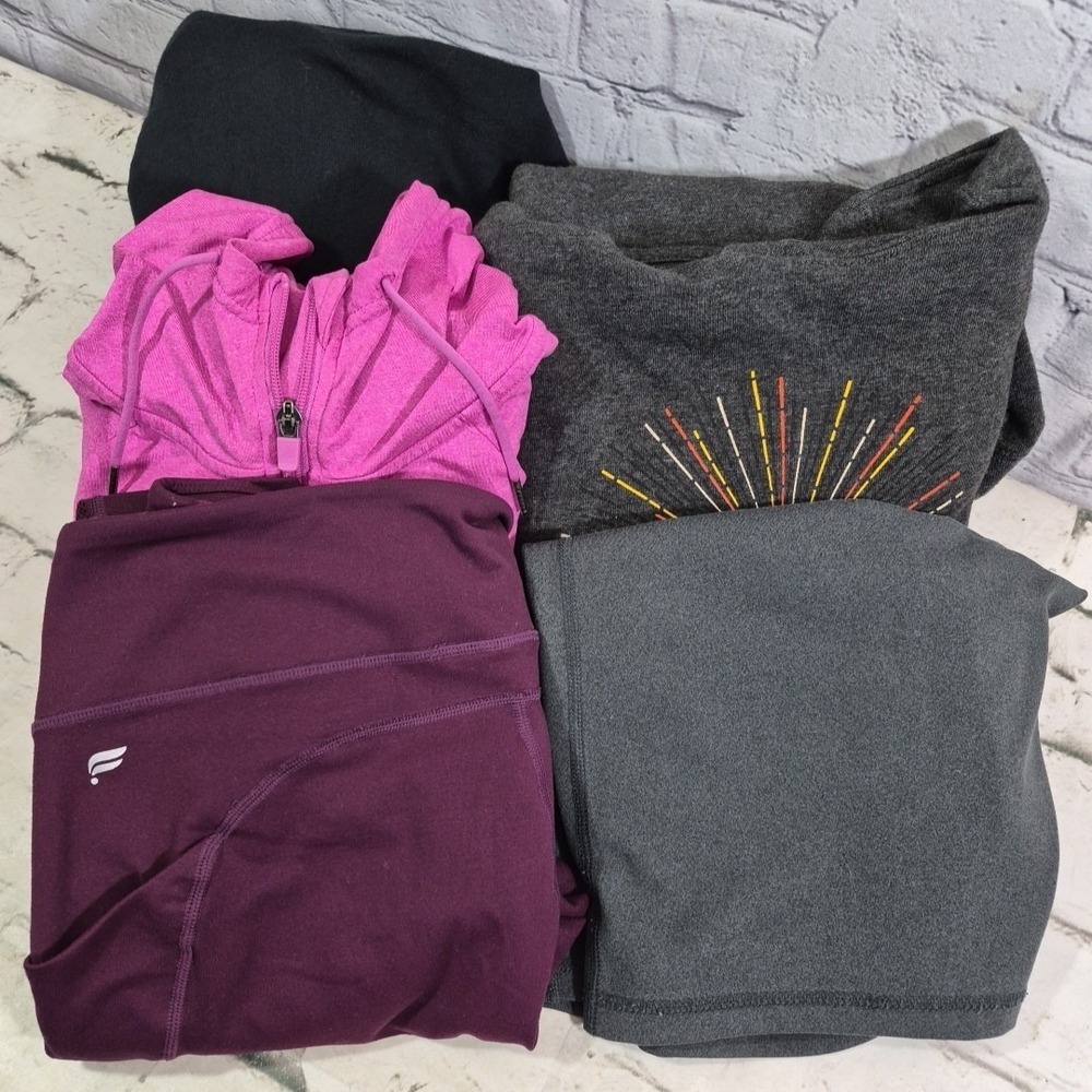 Activewear Womens‎ M Lot Track Jacket Hoodies Leggings Workout Shorts Gray Pink